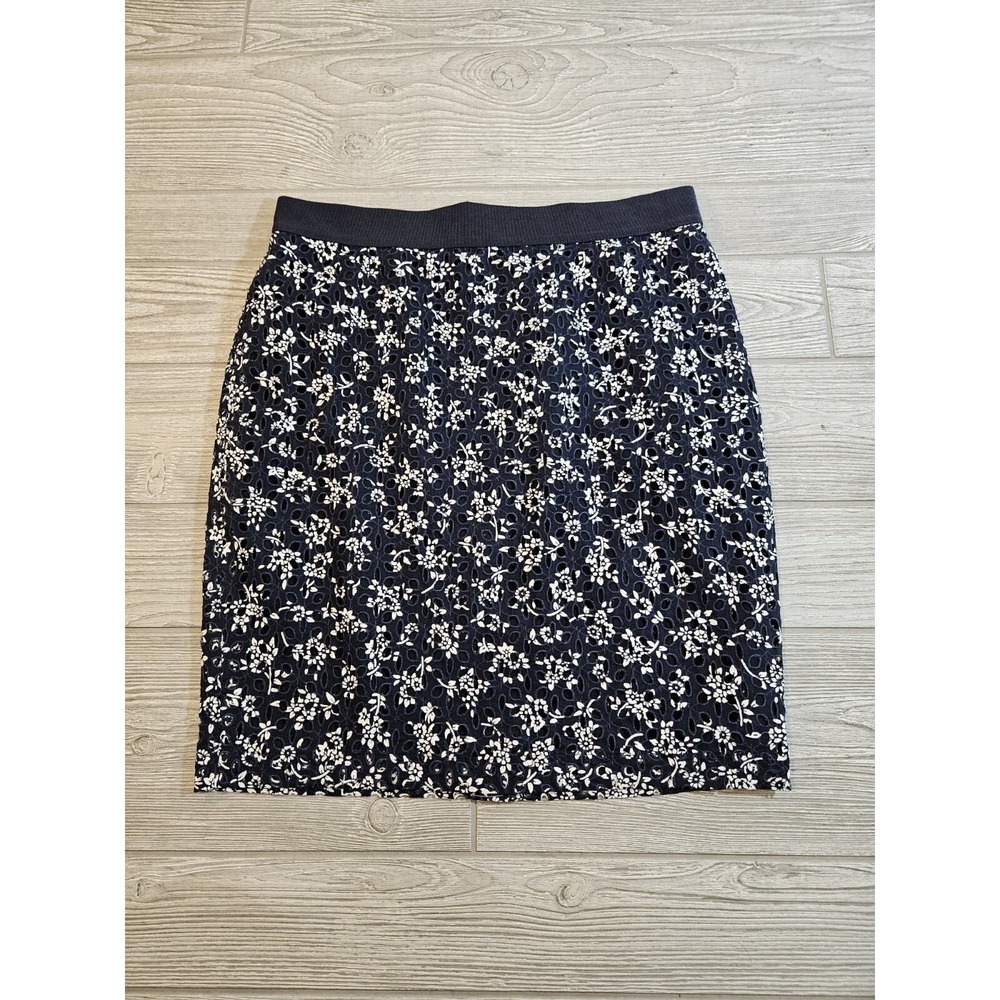 Ann Taylor Petite Navy White Floral Eyelet Lace Pencil Skirt 8P NWT 18751697